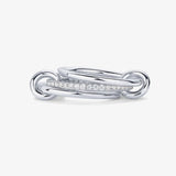 Double band pavé crystal ring worn on hand