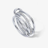 Gold plated and sterling silver double band rings shown together