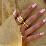 Women’s Chunky Ribbed Ring – Modern Labyrinth Textured Design-Rings-Admires Jewellery-Admires Jewellery