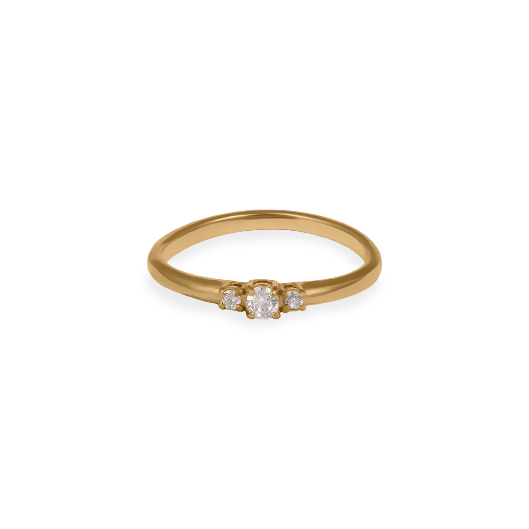 Women’s Delicate Fine Ring with Three Stones – Elegant Minimalist Design-Rings-Admires Jewellery-16-Gold-Admires Jewellery