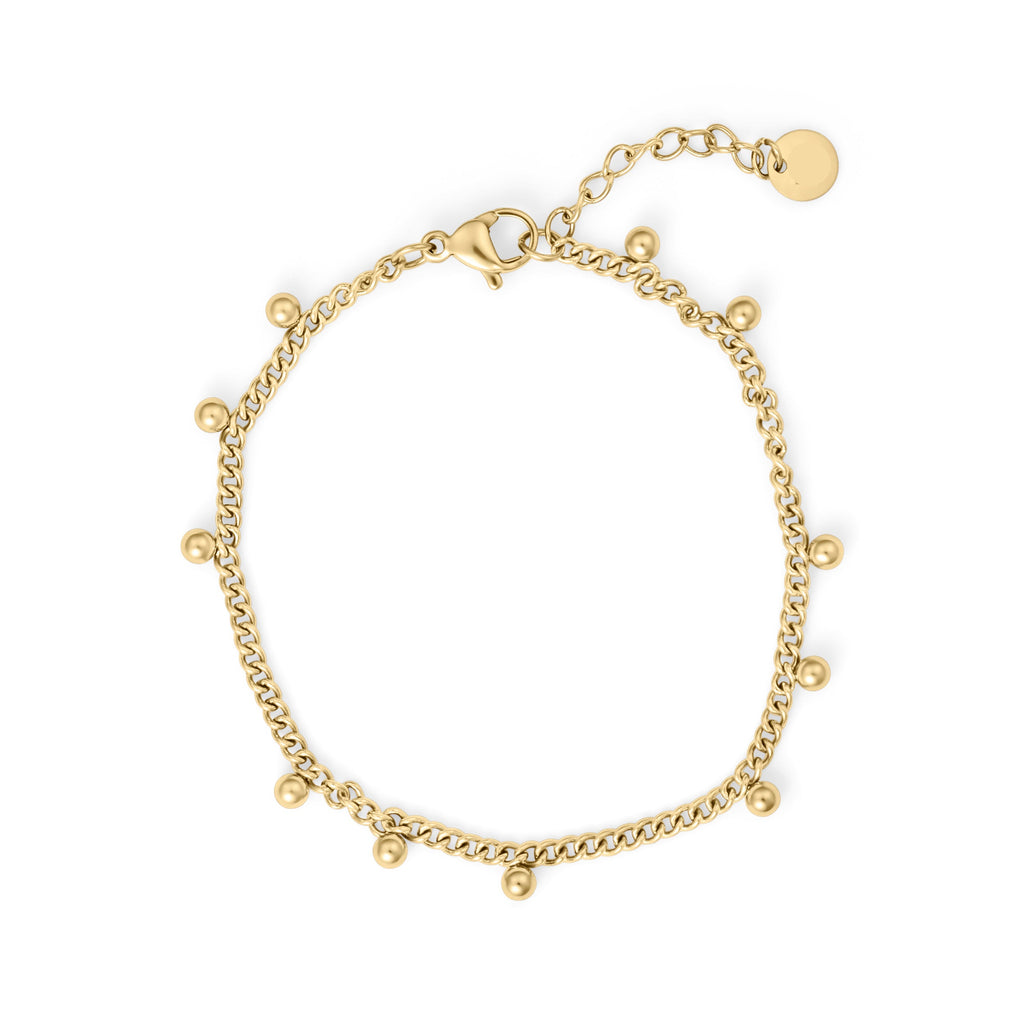 Women’s Dotted Charm Bracelet – Playful Polka Dot Design in Stainless Steel-Bracelets-Admires Jewellery-Gold-Admires Jewellery