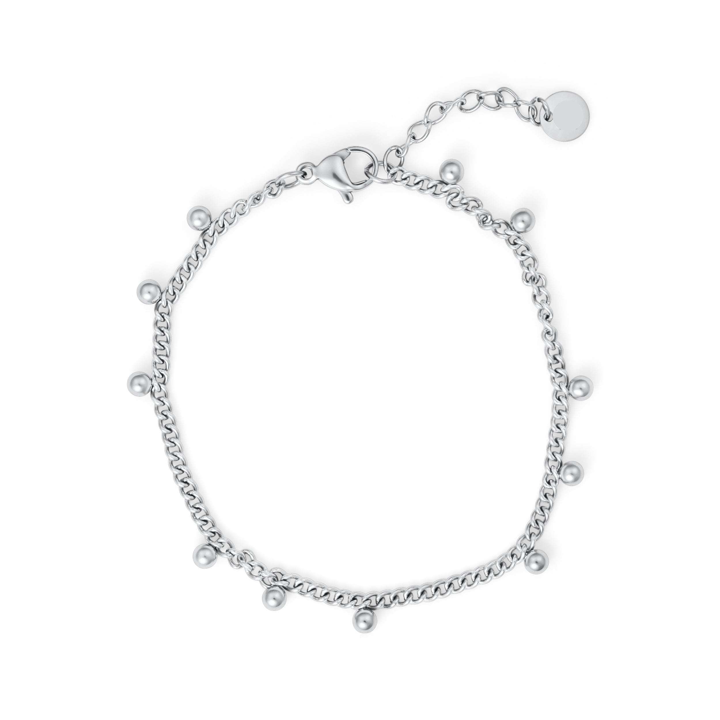 Women’s Dotted Charm Bracelet – Playful Polka Dot Design in Stainless Steel-Bracelets-Admires Jewellery-Silver-Admires Jewellery