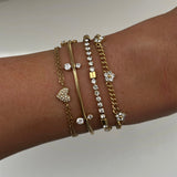Women's Gemstone Flower Charm Bracelet - Elegant Nola Design in Sterling Silver-Bracelets-Admires Jewellery-Admires Jewellery