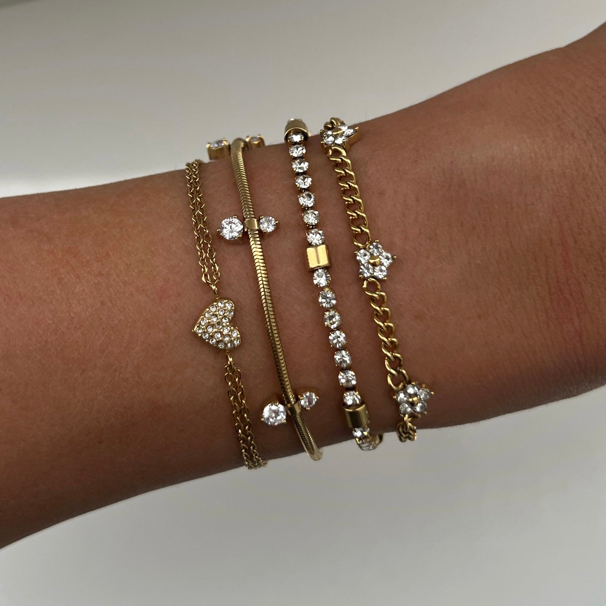 Women’s Gemstone Flower Charm Bracelet – Elegant Nola Design in Stainless Steel-Bracelets-Admires Jewellery-Admires Jewellery