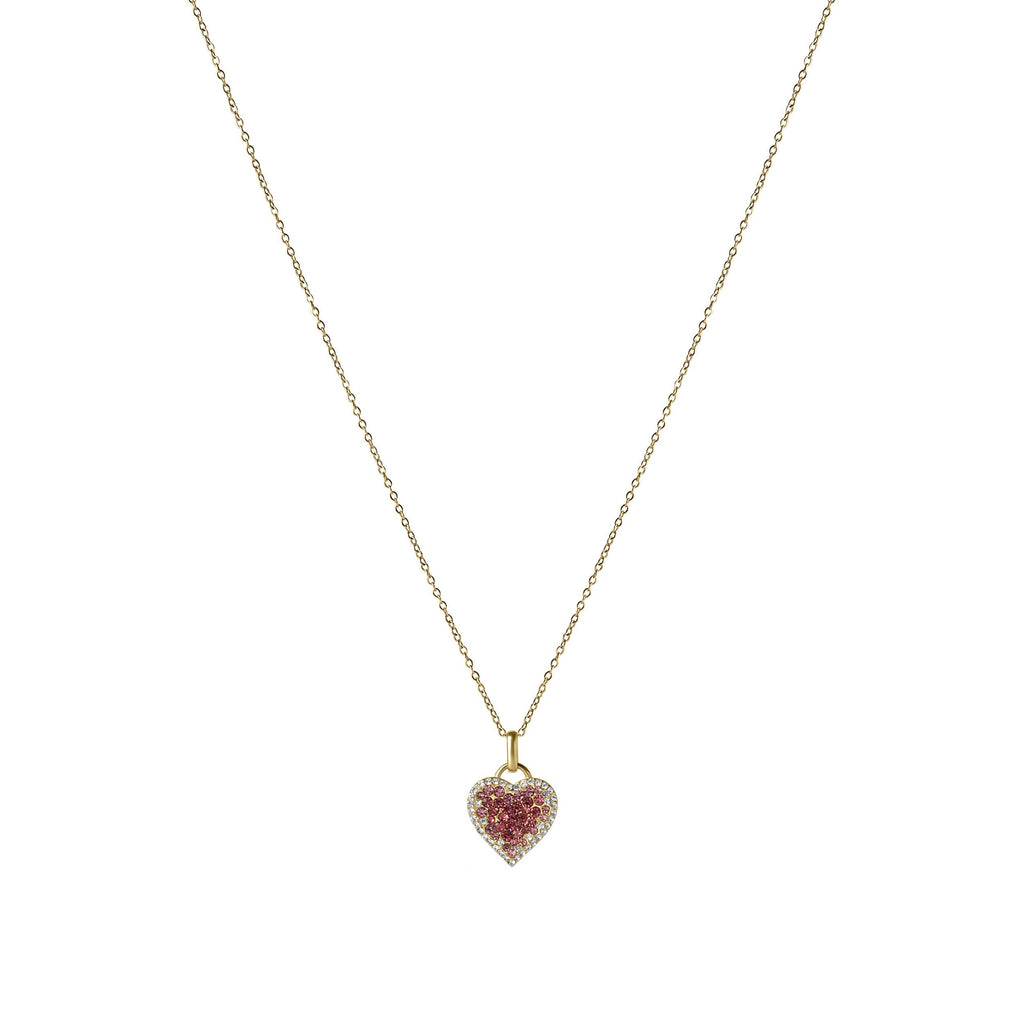 Women’s Heart Pendant Necklace with Pink and White Stones – Blush Tone-Necklace-Admires Jewellery-Gold-Admires Jewellery