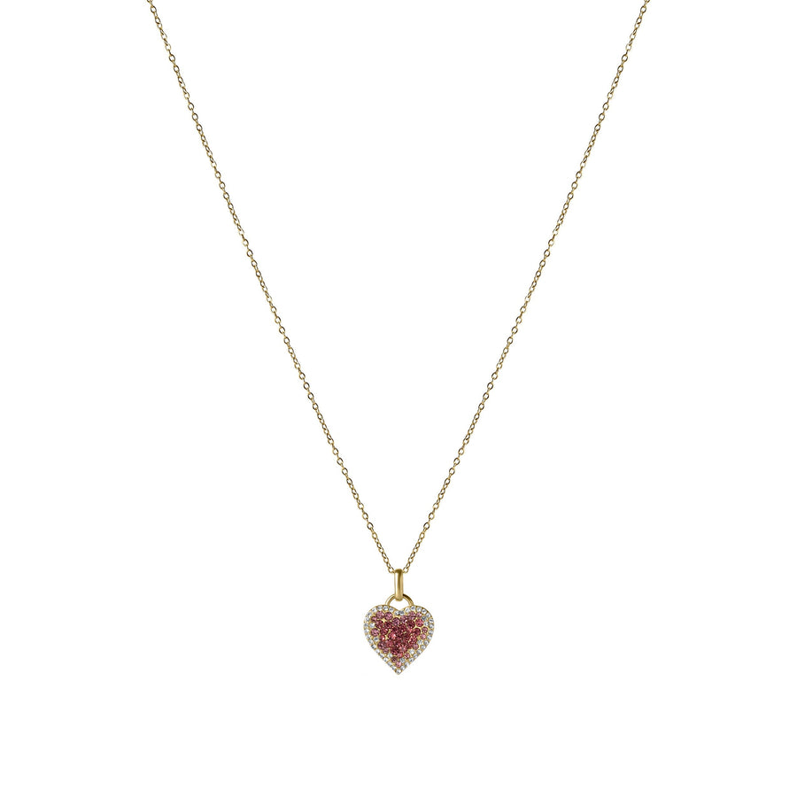 Women’s Heart Pendant Necklace with Pink and White Stones – Blush Tone-Necklace-Admires Jewellery-Gold-Admires Jewellery