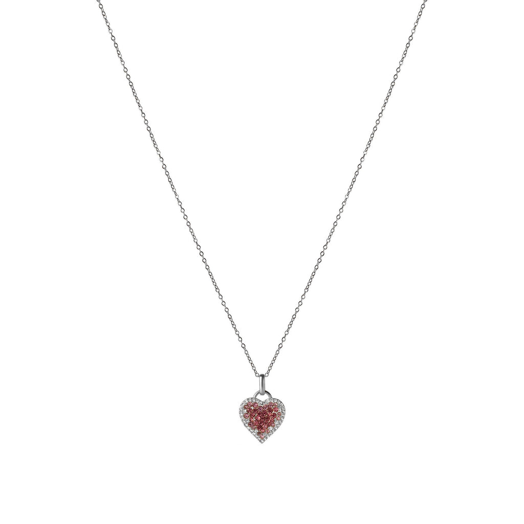 Women’s Heart Pendant Necklace with Pink and White Stones – Blush Tone-Necklace-Admires Jewellery-Silver-Admires Jewellery