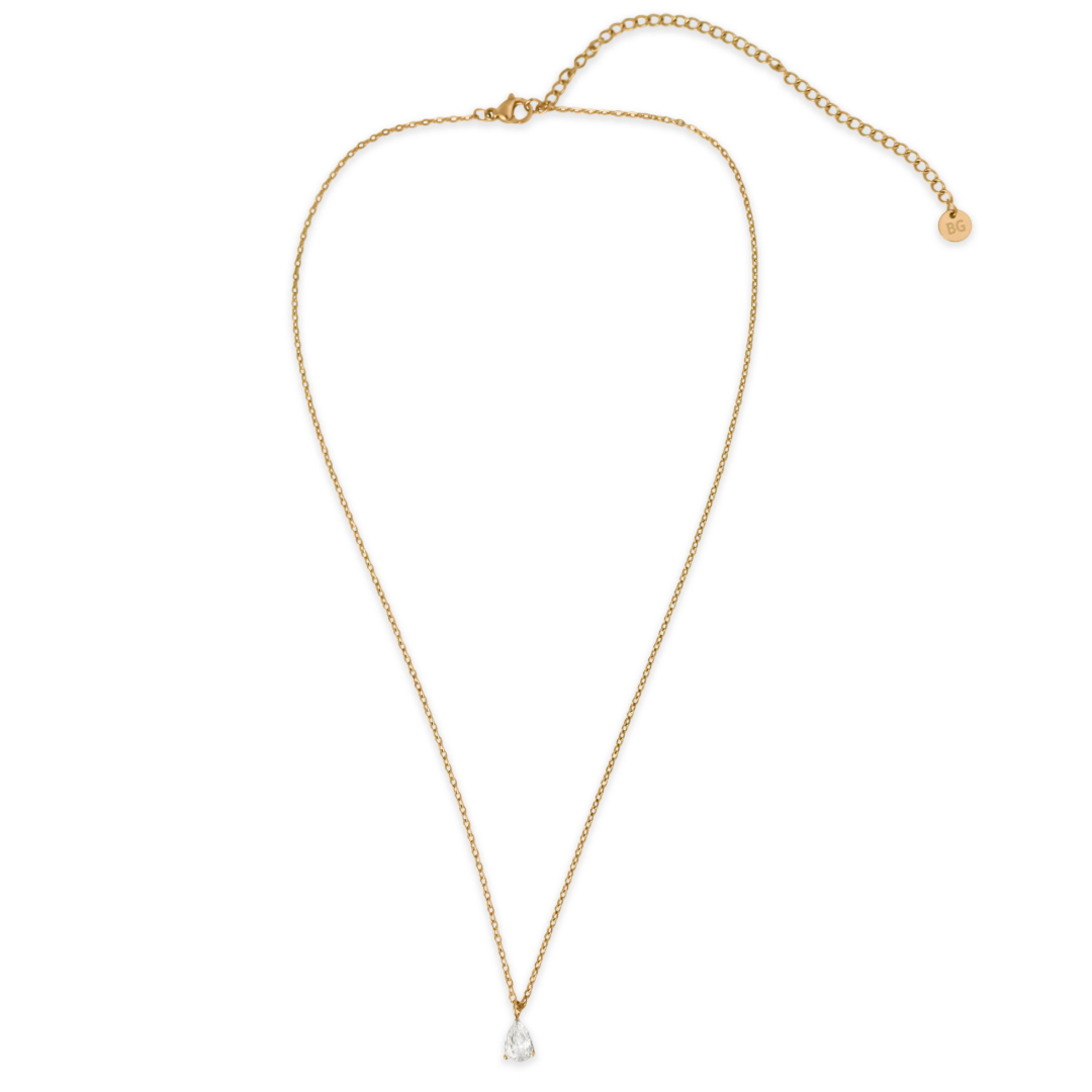 Women’s Pear-Shaped Pendant Necklace – Elegant Gold Drop Design-Necklaces-Admires Jewellery-Gold-Admires Jewellery