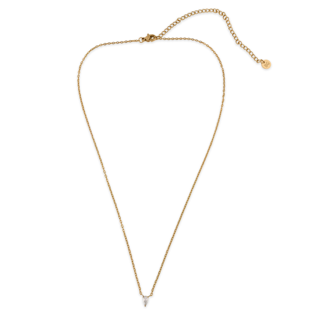 Women’s Pear-Shaped Pendant Necklace – Minimal Elegant Teardrop Design-Necklaces-Admires Jewellery-Gold-Admires Jewellery