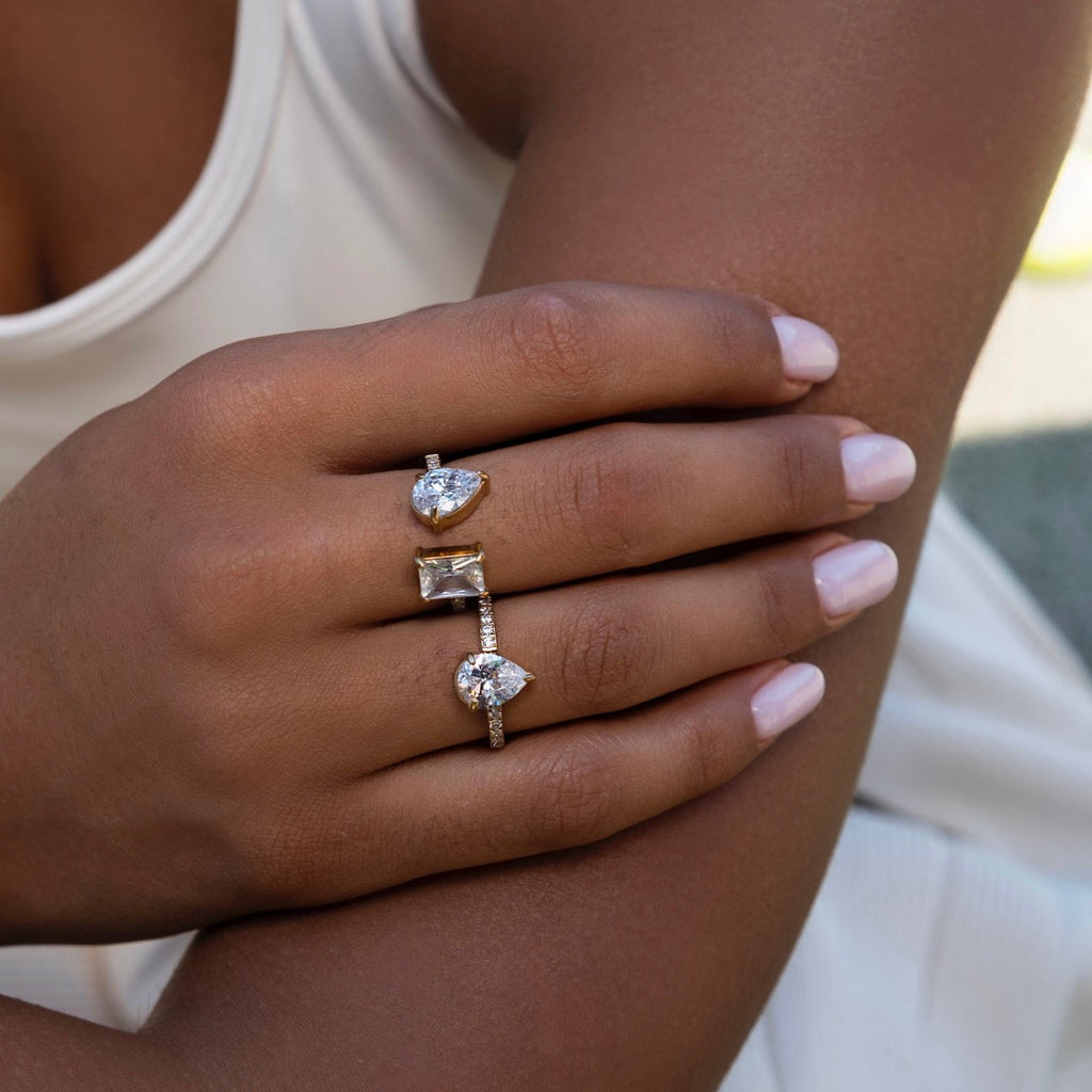 Women’s Pear-Shaped Statement Ring – Elegant Crystal Design in Stainless Steel-Rings-Admires Jewellery-Admires Jewellery