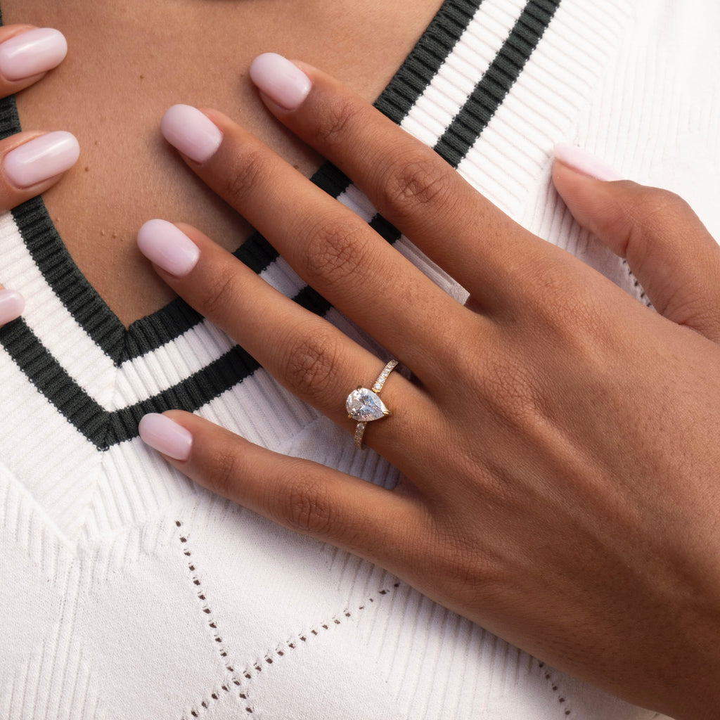 Women’s Pear-Shaped Statement Ring – Elegant Crystal Design in Stainless Steel-Rings-Admires Jewellery-Admires Jewellery