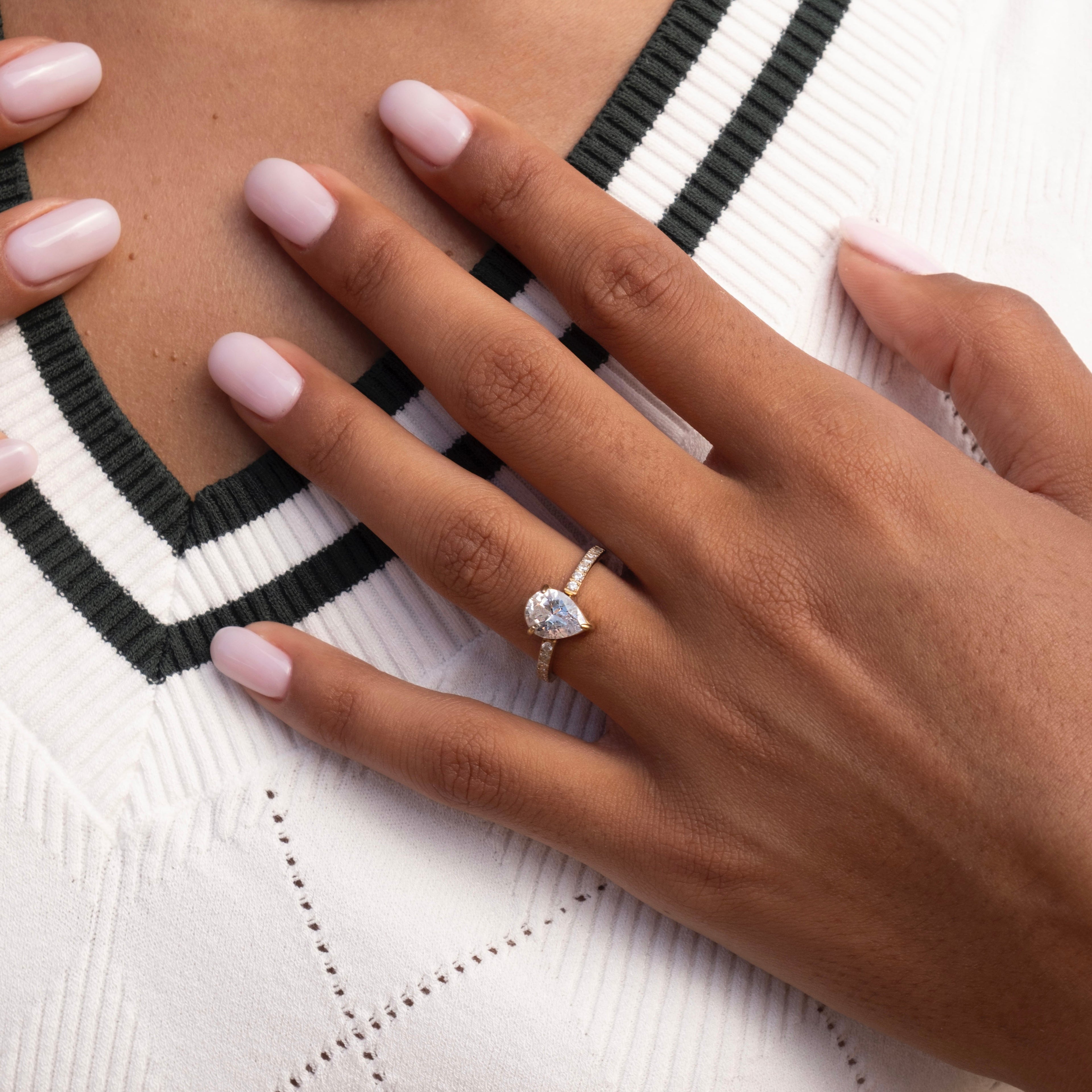 Women’s Pear-Shaped Statement Ring – Elegant Crystal Design in Stainless Steel-Rings-Admires Jewellery-Admires Jewellery