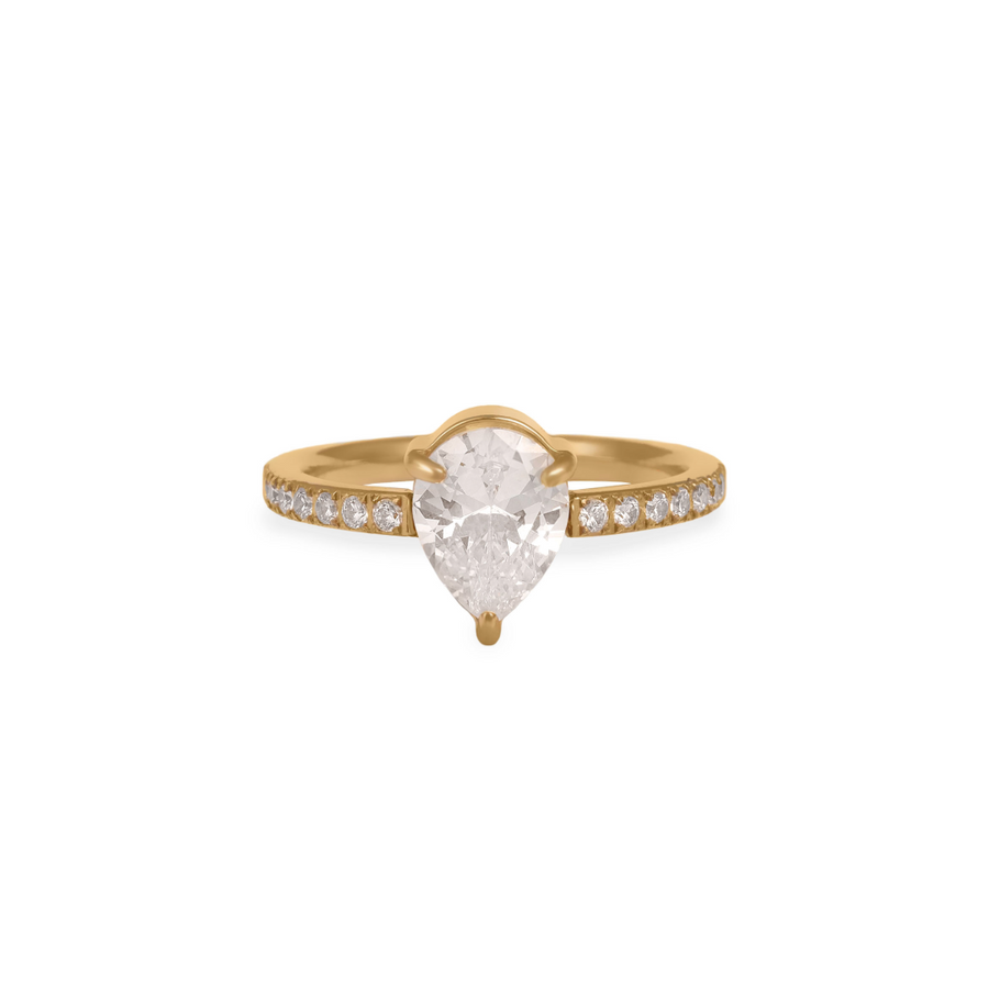 Women’s Pear-Shaped Statement Ring – Elegant Crystal Design in Stainless Steel-Rings-Admires Jewellery-16-Gold-Admires Jewellery