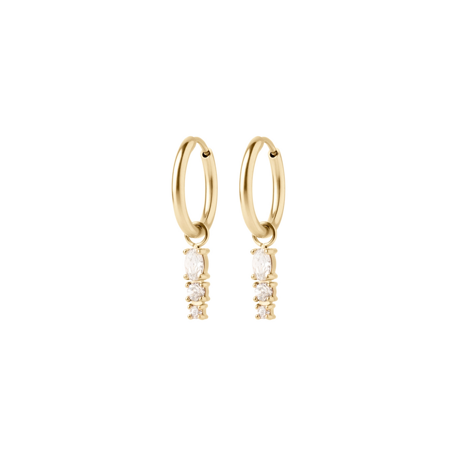 Women’s Small Hoop Earrings with Stone Pendant-Earrings-Admires Jewellery-Gold-Admires Jewellery