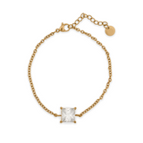 Women's Square Stone Charm Bracelet - Elegant Royalty Design in Sterling Silver-Bracelets-Admires Jewellery-Gold-Admires Jewellery