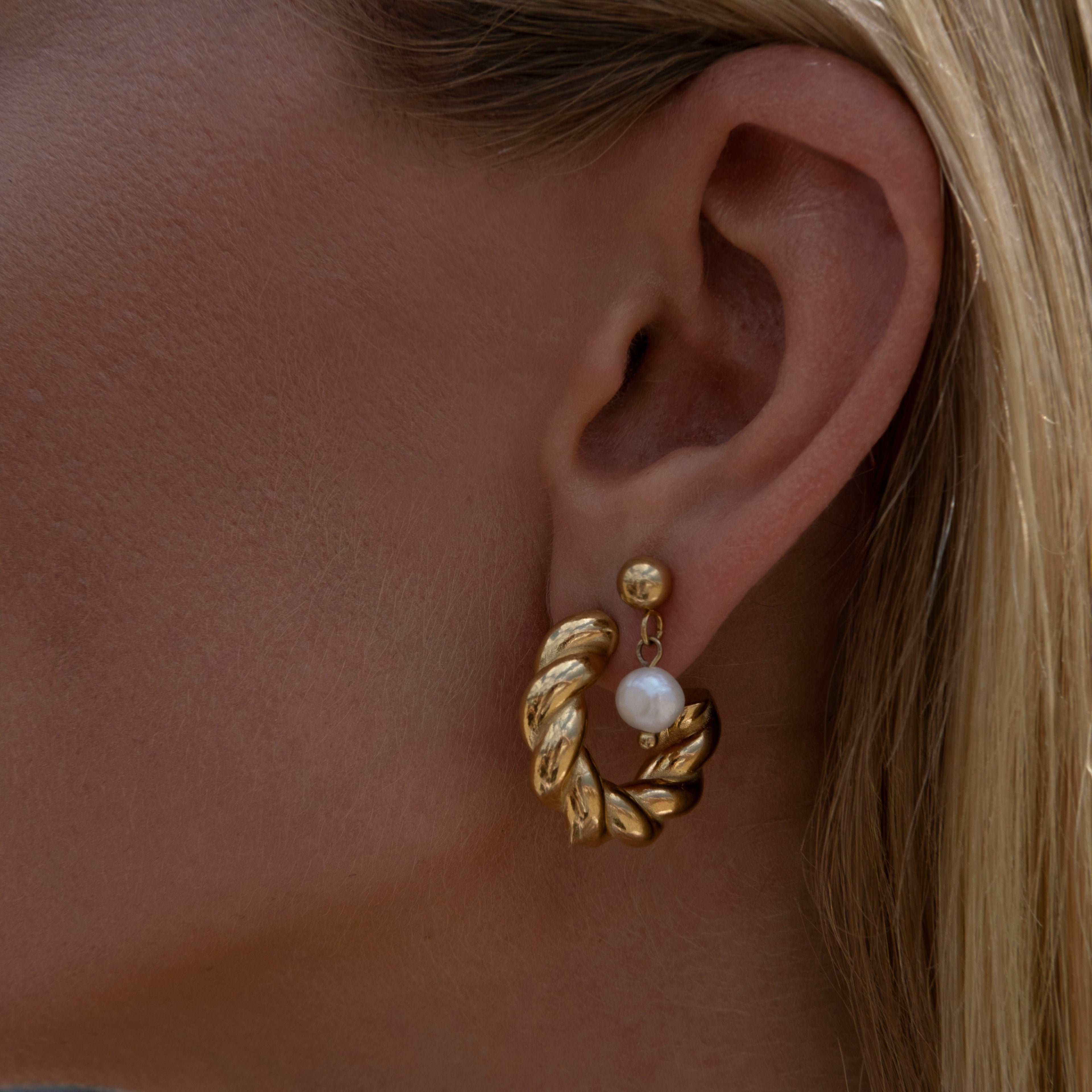 Women’s Twisted Hoop Drop Earrings – Shiny Design in Stainless Steel-Earrings-Admires Jewellery-Admires Jewellery