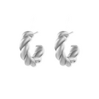 Women’s Twisted Hoop Drop Earrings – Shiny Design in Stainless Steel-Earrings-Admires Jewellery-Silver-Admires Jewellery