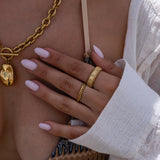 Women’s V-Shaped Beaded Ring – Minimalist Illusion Design in Stainless Steel-Rings-Admires Jewellery-Admires Jewellery