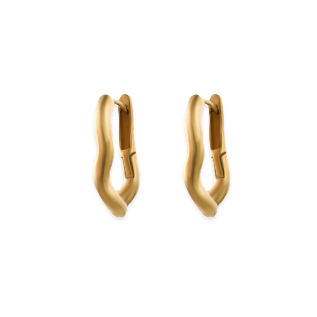 Women’s Wavy Hoop Earrings – Stylish Rhythm Design in Stainless Steel-Earrings-Admires Jewellery-Gold-Admires Jewellery