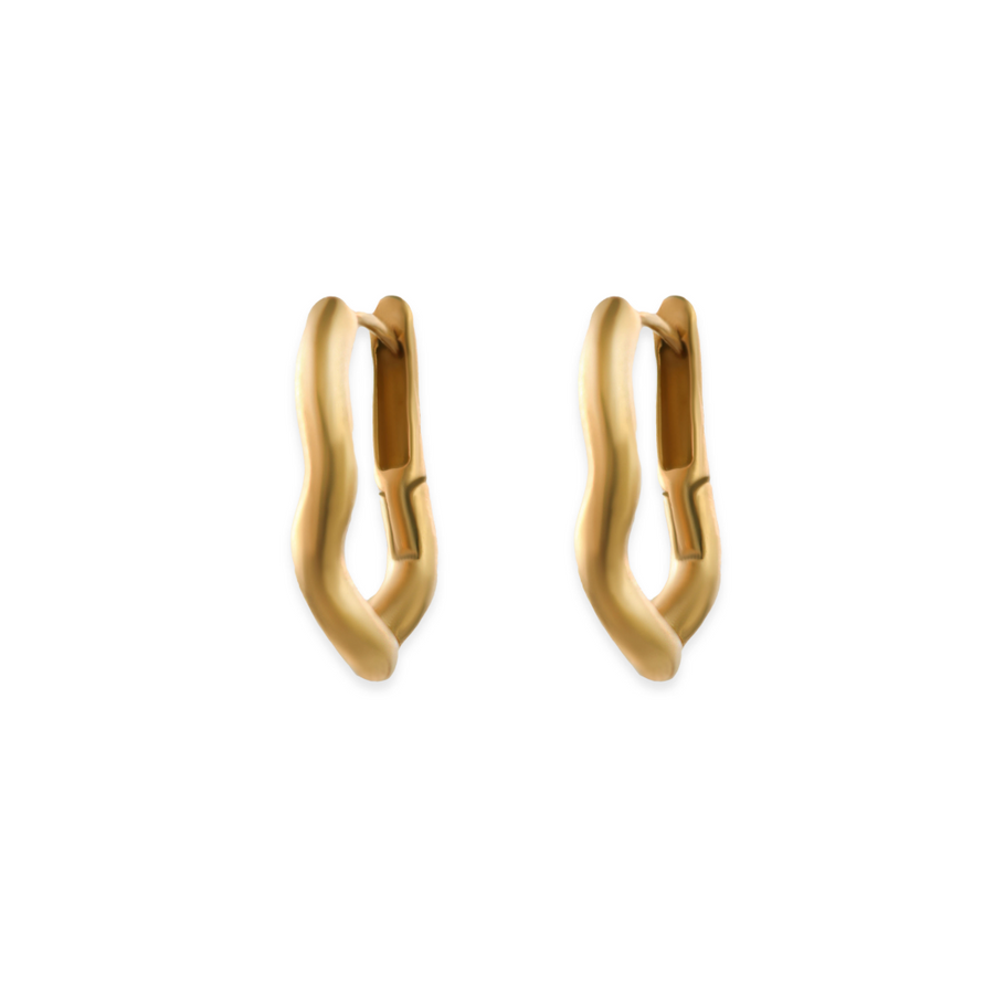 Women's Wavy Hoop Earrings - Stylish Rhythm Design in Sterling Silver-Earrings-Admires Jewellery-Gold-Admires Jewellery