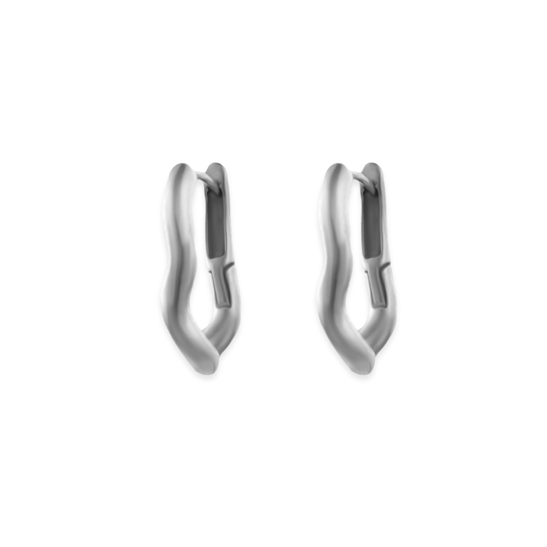 Women’s Wavy Hoop Earrings – Stylish Rhythm Design in Stainless Steel-Earrings-Admires Jewellery-Silver-Admires Jewellery