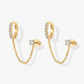 Gold dual chain hoop earrings – front view