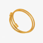 Gold twisted coil stainless steel bangle bracelet