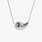 Silver polished teardrop pendant necklace on snake chain