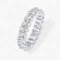 White Gold oval-cut eternity band ring with cubic zirconia stones